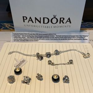 Pandora Charm bracelet 925 7.5 inches. With charms ( not pandora)